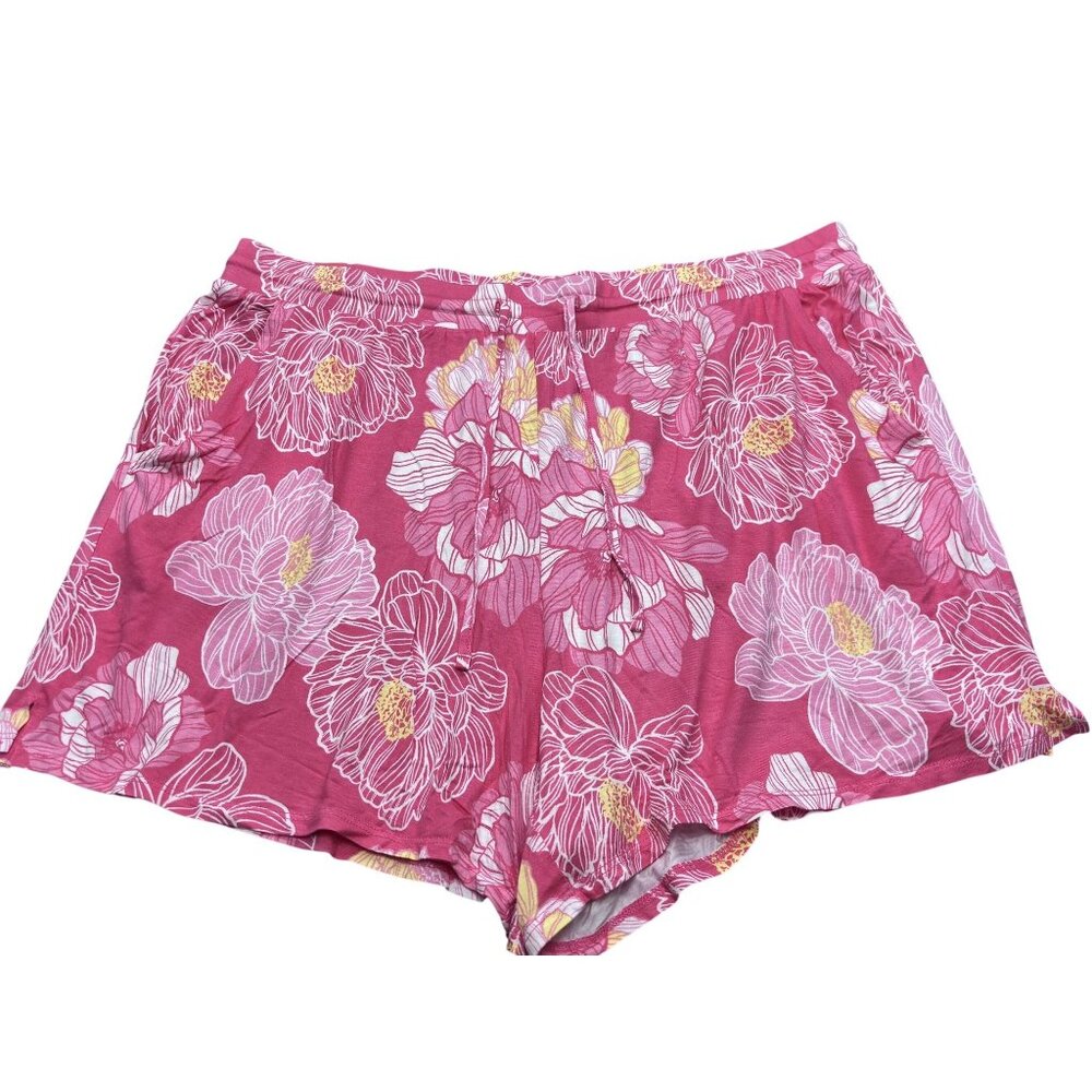 Liz Claiborne Floral Sleep Shorts XL Pink Rayon/Spandex